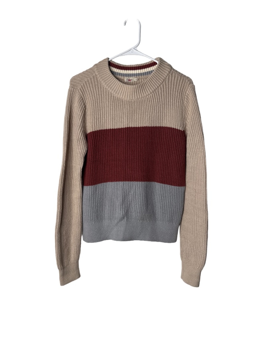 FAHERTY Women’s Cozy Cotton Colorblock Crewneck Pullover Knit Sweater Sz Small